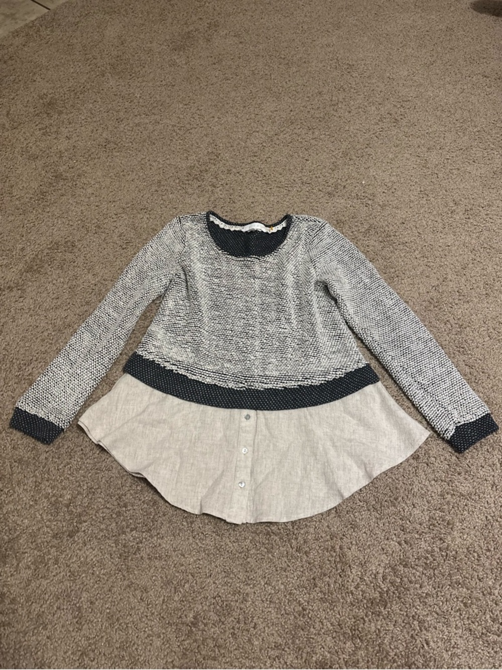 Anthropologie Eri + Ali Fabiola Pullover layered sweater 100% cotton - Picture 2 of 5